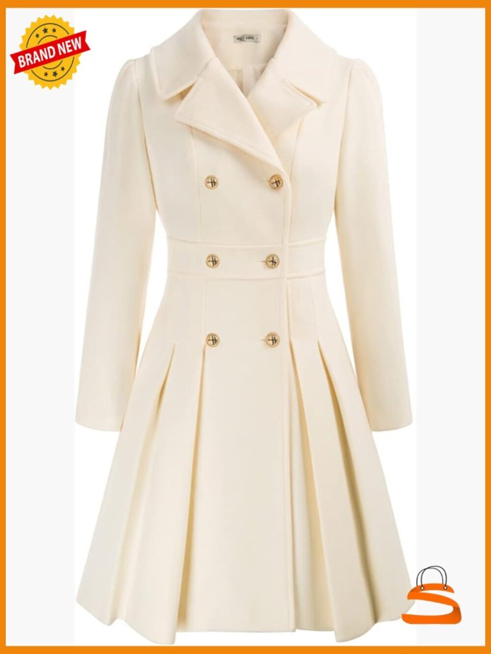 Classic Trench Coat Notch Lapel Double Breasted Thick A Line Pea Coat with